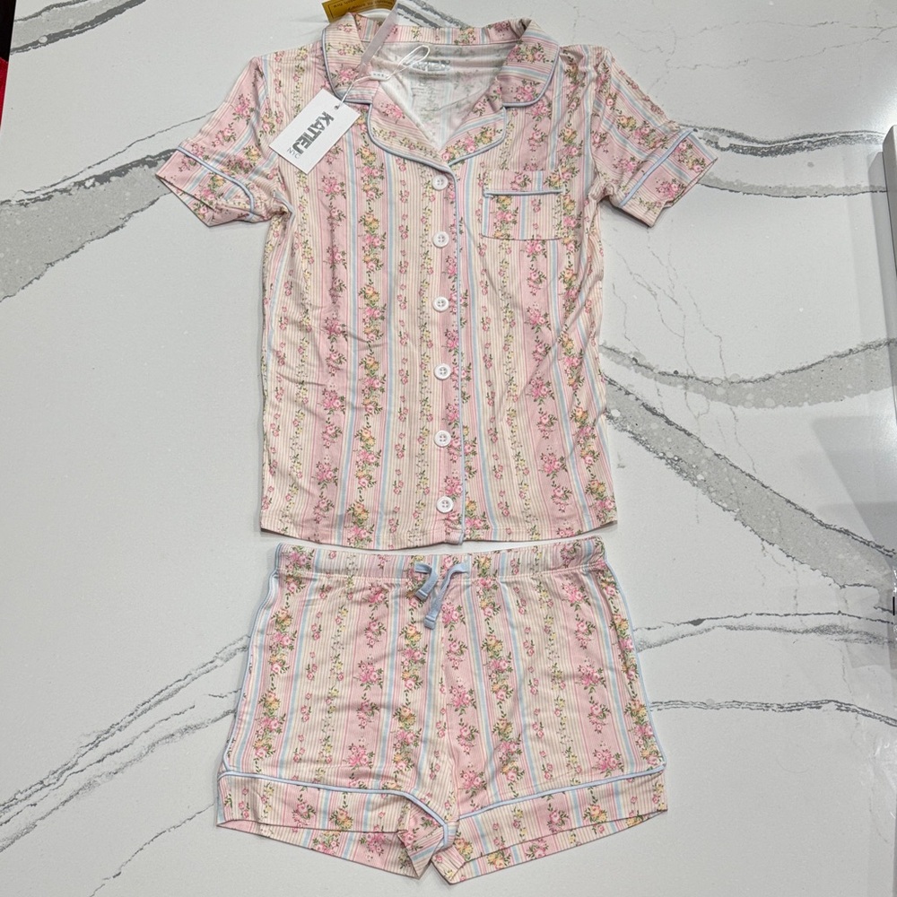 NWT KatieJNYC Tween Lynn Printed Shorts Lounge Set Size Large (12)